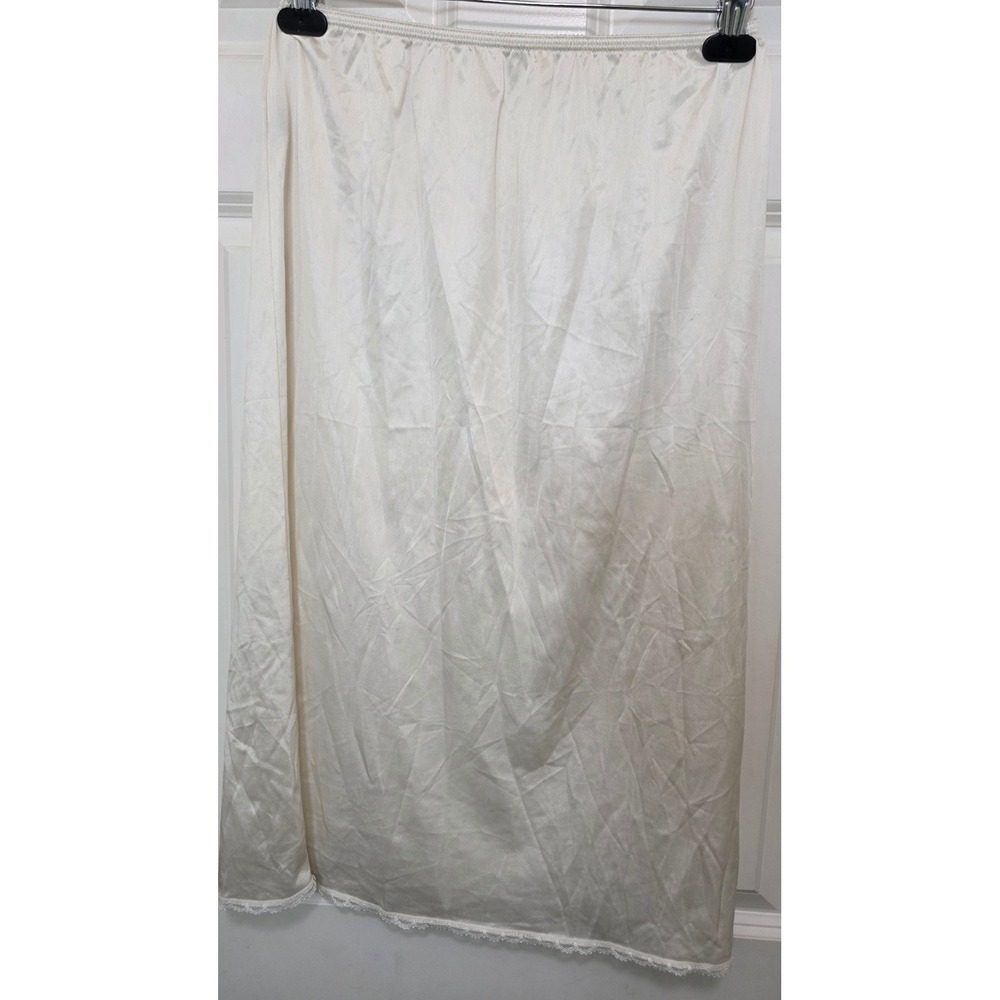 Wondermaid Half Slip Women Large Ivory Lace Trim Antron III Nylon